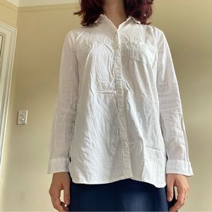 White Linen Button Up Tunic Shirt Old Navy